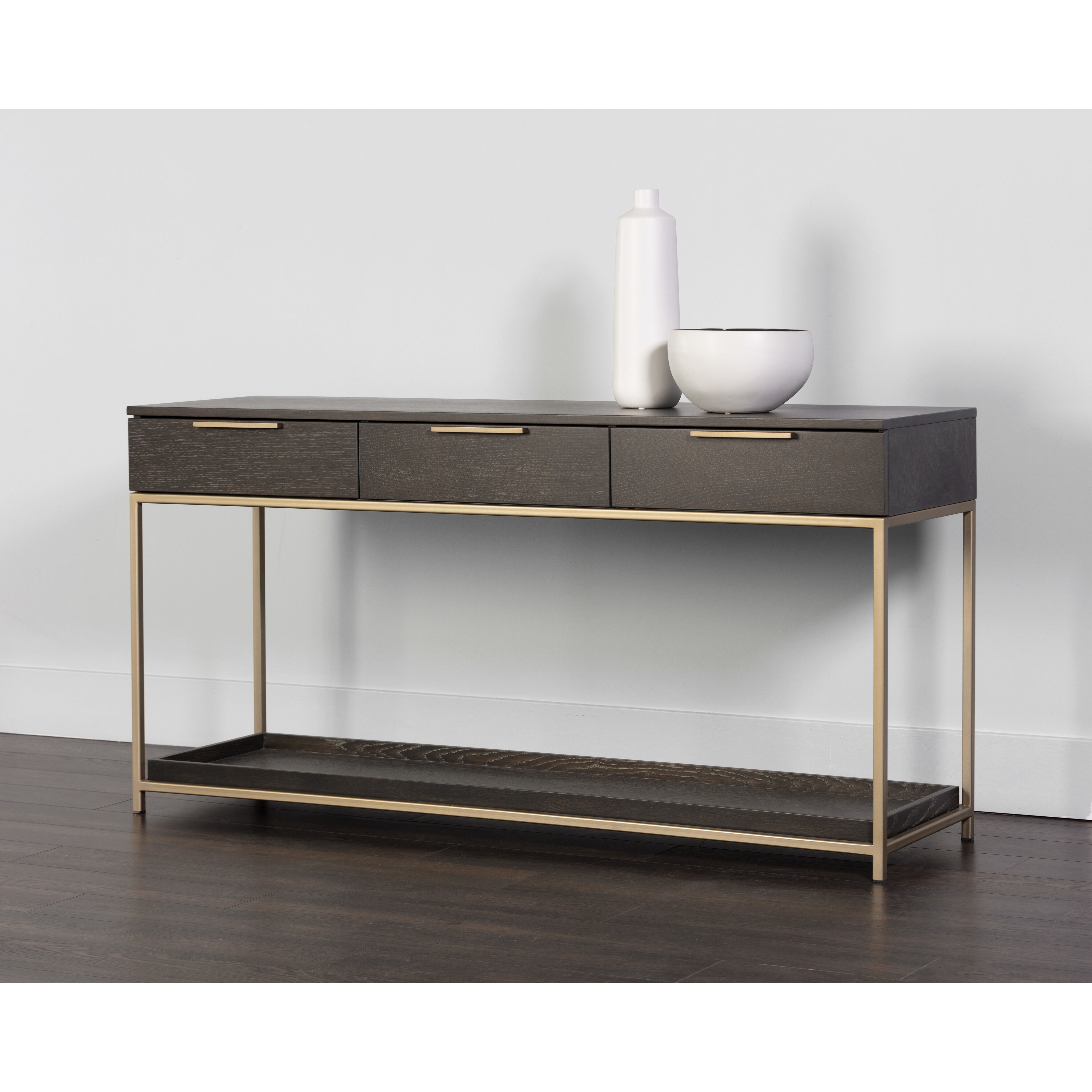 Rebel 63 X 17.75 inch Gold / Charcoal Grey Console Table with Drawers